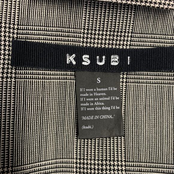 KSUBI Size S Black White Polyester Wool Glen Plaid Blazer - Picture 5 of 7